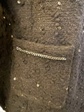 JOSEPH RIBKOFF BLACK SEQUIN TRIMMED BOUCLE JACKET SIZE 14