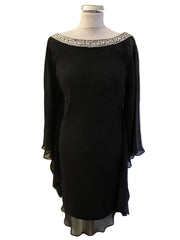 MASCARA BLACK WITH SILVER BEADED & SEQUIN TRIM SPECIAL OCCASION DRESS SIZE 10