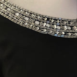 MASCARA BLACK WITH SILVER BEADED & SEQUIN TRIM SPECIAL OCCASION DRESS SIZE 10