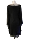 MASCARA BLACK WITH SILVER BEADED & SEQUIN TRIM SPECIAL OCCASION DRESS SIZE 10