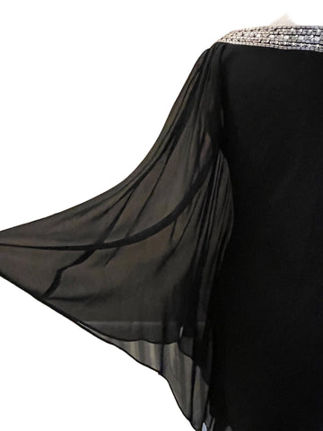 MASCARA BLACK WITH SILVER BEADED & SEQUIN TRIM SPECIAL OCCASION DRESS SIZE 10