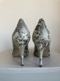 JONES THE BOOTMAKER CREAM,GREY & BLACK SNAKESKIN PRINT LEATHER HEELS SIZE 5/38