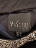 MASCARA BLACK WITH SILVER BEADED & SEQUIN TRIM SPECIAL OCCASION DRESS SIZE 10