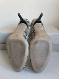 JONES THE BOOTMAKER CREAM,GREY & BLACK SNAKESKIN PRINT LEATHER HEELS SIZE 5/38