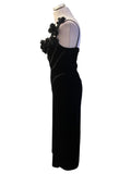 TADASHI BLACK VELVET LONG EVENING PENCIL DRESS  SIZE M