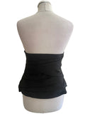 BRAND NEW  FRANK USHER DUSK BLACK SATIN STRAPLESS BUSTIER TOP WITH ADDITIONAL STRAPS SIZE 14