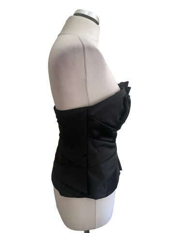 BRAND NEW  FRANK USHER DUSK BLACK SATIN STRAPLESS BUSTIER TOP WITH ADDITIONAL STRAPS SIZE 14