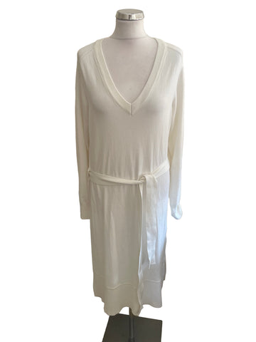 BRAND NEW SISTERS POINT CREAM V NECKLINE BELTED KNIT DRESS  SIZE XL