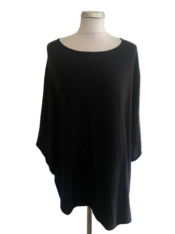 THE WHITE COMPANY BLACK WOOL MIX CAPE/PONCHO STYLE JUMPER SIZE M/L