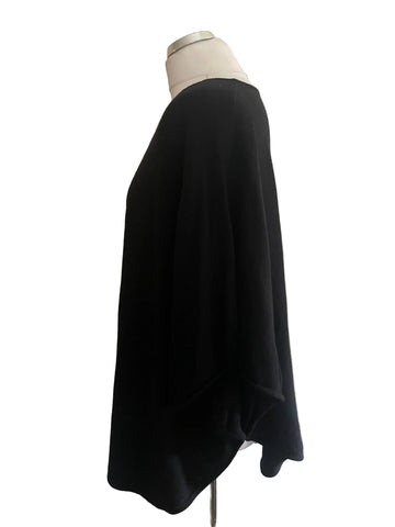 THE WHITE COMPANY BLACK WOOL MIX CAPE/PONCHO STYLE JUMPER SIZE M/L