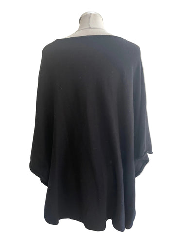 THE WHITE COMPANY BLACK WOOL MIX CAPE/PONCHO STYLE JUMPER SIZE M/L