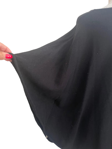 THE WHITE COMPANY BLACK WOOL MIX CAPE/PONCHO STYLE JUMPER SIZE M/L