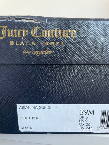 JUICY COUTURE BLACK LABEL ARIANNA BLACK SUEDE GOLD HEEL OCCASION SHOES  SIZE 6/39