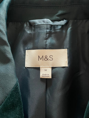 MARKS & SPENCER EVERGREEN VELOUR JACKET SIZE 14