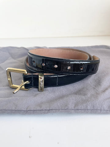 MULBERRY BLACK PATENT LEATHER BUCKLE BELT SIZE 32 IN