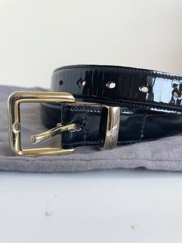 MULBERRY BLACK PATENT LEATHER BUCKLE BELT SIZE 32 IN