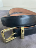 MULBERRY BLACK LEATHER & GOLD BUCKLE BELT SIZE 32 IN