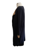 HOBBS NAVY BLUE & CAMEL UNLINED EDGE TO EDGE KNIT CARDIGAN/JACKET SIZE M