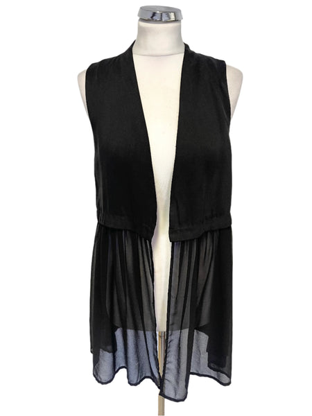 MINT VELVET BLACK SLEEVELESS PART KNIT WAISTCOAT OVER TOP SIZE 10