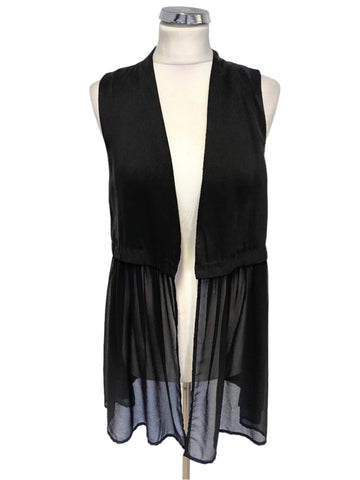 MINT VELVET BLACK SLEEVELESS PART KNIT WAISTCOAT OVER TOP SIZE 10