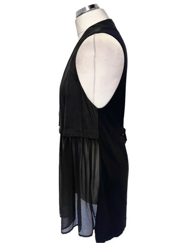 MINT VELVET BLACK SLEEVELESS PART KNIT WAISTCOAT OVER TOP SIZE 10