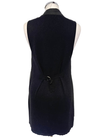 MINT VELVET BLACK SLEEVELESS PART KNIT WAISTCOAT OVER TOP SIZE 10