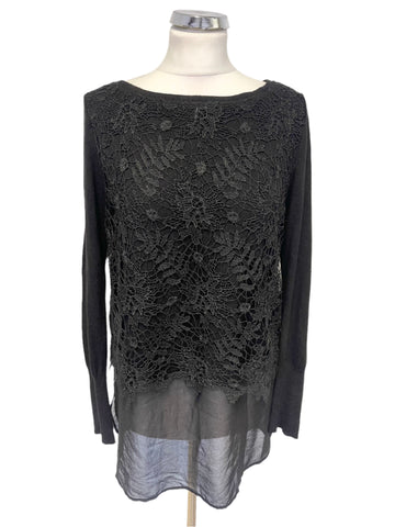 MINT VELVET BLACK LACE OVERLAY JUMPER SIZE 12