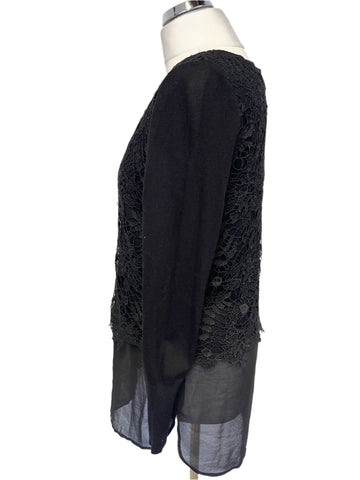 MINT VELVET BLACK LACE OVERLAY JUMPER SIZE 12