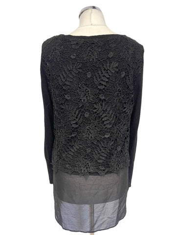MINT VELVET BLACK LACE OVERLAY JUMPER SIZE 12