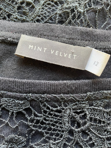 MINT VELVET BLACK LACE OVERLAY JUMPER SIZE 12