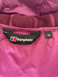 BERGHAUS HYDRO DOWN 600 BURGUNDY PART PADDED HOODED JACKET SIZE 16