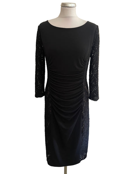 PHASE EIGHT BLACK PART LACE SPECIAL OCCASION PENCIL DRESS  SIZE 16