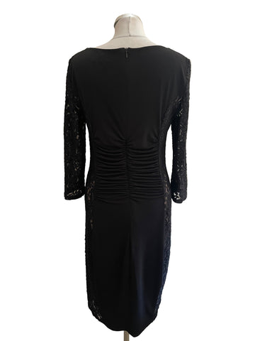PHASE EIGHT BLACK PART LACE SPECIAL OCCASION PENCIL DRESS  SIZE 16