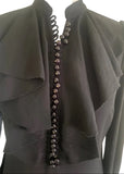TWENTY8TWELVE HOLLY BLACK FRILL TRIM BUTTON FRONT & LONG SLEEVE SHIFT DRESS  SIZE 8