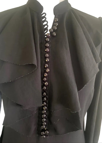 TWENTY8TWELVE HOLLY BLACK FRILL TRIM BUTTON FRONT & LONG SLEEVE SHIFT DRESS  SIZE 8