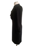 TWENTY8TWELVE HOLLY BLACK FRILL TRIM BUTTON FRONT & LONG SLEEVE SHIFT DRESS  SIZE 8