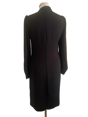 TWENTY8TWELVE HOLLY BLACK FRILL TRIM BUTTON FRONT & LONG SLEEVE SHIFT DRESS  SIZE 8