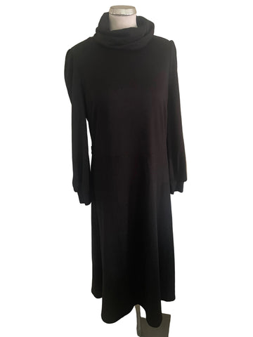 K DESIGN BLACK MIDI LONG SLEEVE A-LINE JUMPER DRESS SIZE XL