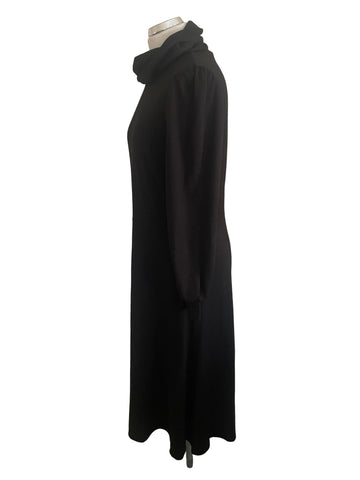 K DESIGN BLACK MIDI LONG SLEEVE A-LINE JUMPER DRESS SIZE XL