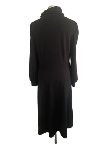 K DESIGN BLACK MIDI LONG SLEEVE A-LINE JUMPER DRESS SIZE XL