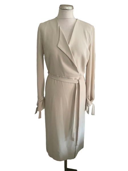 BRAND NEW RIVER ISLAND CREAM BELTED WRAP STYLE DRESS SIZE 10
