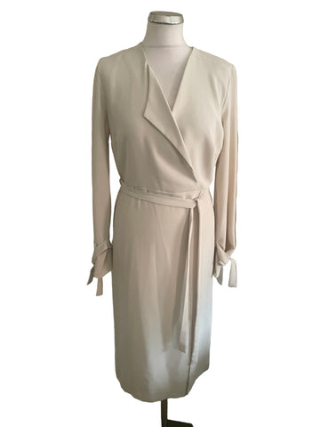 BRAND NEW RIVER ISLAND CREAM BELTED WRAP STYLE DRESS SIZE 10