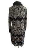 K DESIGN BLACK & WHITE ZEBRA PRINT ROLL NECK LONG SLEEVE SHIFT DRESS  SIZE XL