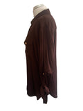 SOSANDER BROWN LONG SLEEVED SATIN SHIRT SIZE 14