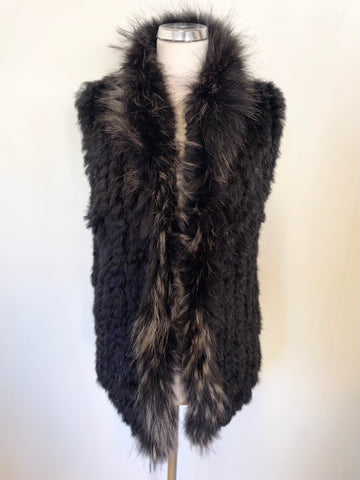 BRAND NEW JAYLEY COLLECTION BLACK FOX & CONEY FUR GILET ONE SIZE