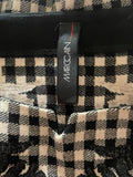MARCCAIN BLACK & CREAM CHECK LONG SLEEVE PENCIL DRESS SIZE N5 UK 14/16