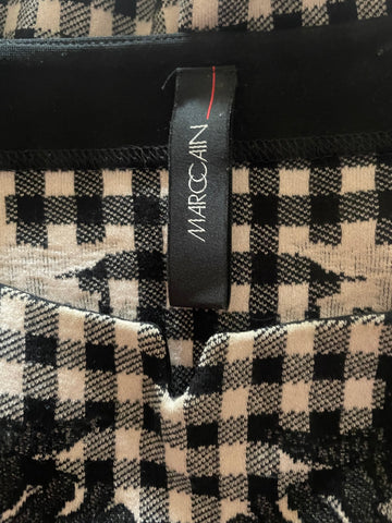 MARCCAIN BLACK & CREAM CHECK LONG SLEEVE PENCIL DRESS SIZE N5 UK 14/16