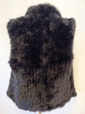 UNBRANDED BLACK CONEY FUR SLEEVELESS GILET ONE SIZE APPROX M/L