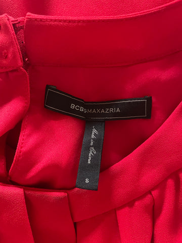 BCBGMAXAZRIA RED ROUND NECK COLD SHOULDER LONG SLEEVED DRESS SIZE S