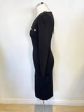 BRAND NEW KAREN MILLEN BLACK & GOLD BUTTON KNITTED MIDI DRESS SIZE S